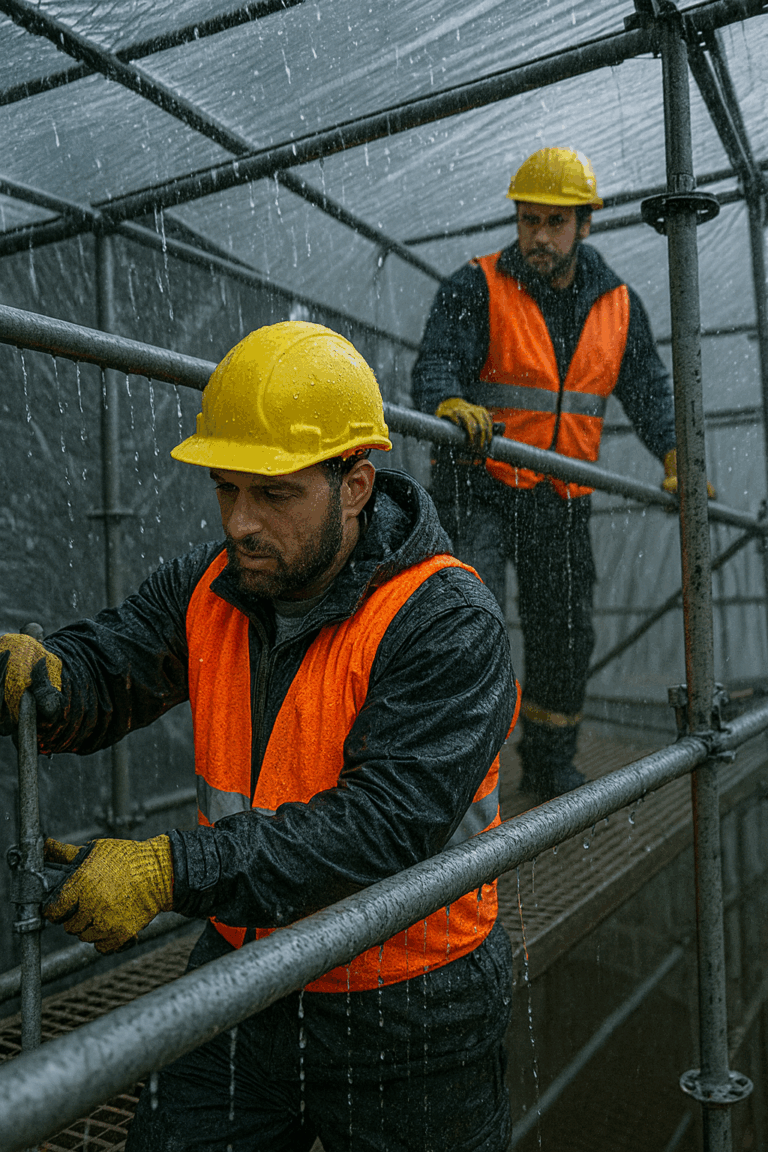 Protección contra la intemperie para andamios según AFS 2013:4 y AFS 2023:9